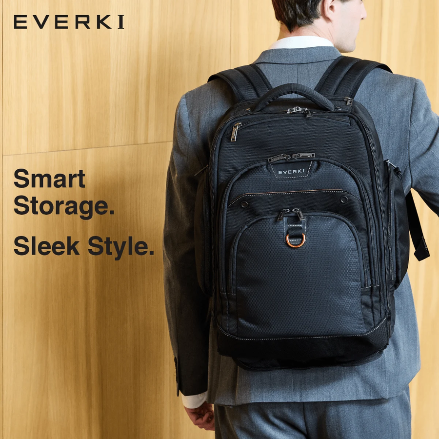 EVERKI EKP122B-ECO - Atlas Wheeled Laptop Backpack. Notebooks 13-17.3''. Felt-lined iPad/Kindle/tablet