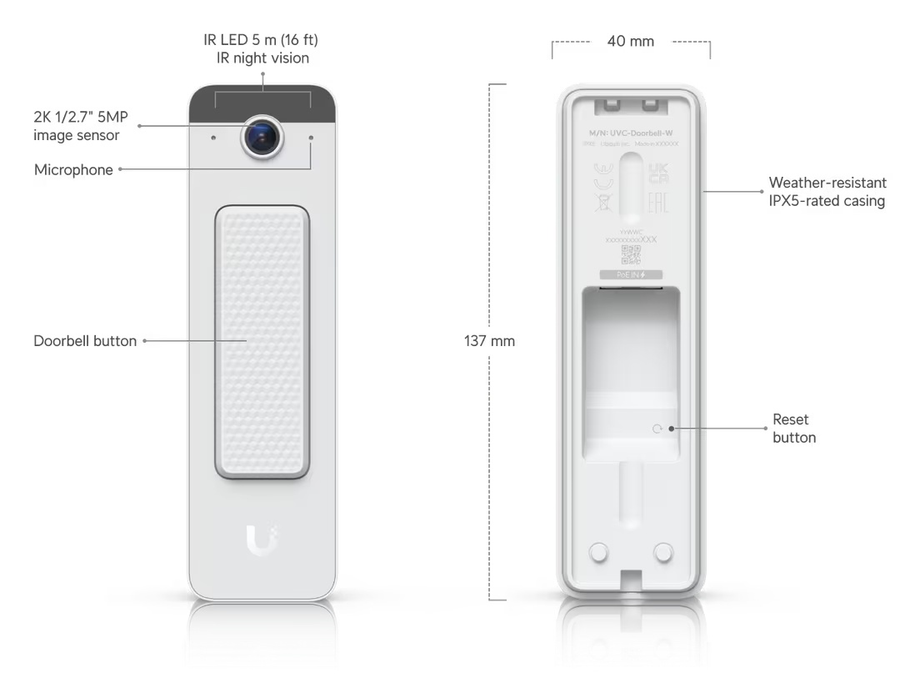 UVC-Doorbell-Lite-W - Ubiquiti UniFi Protect Doorbell Lite - White