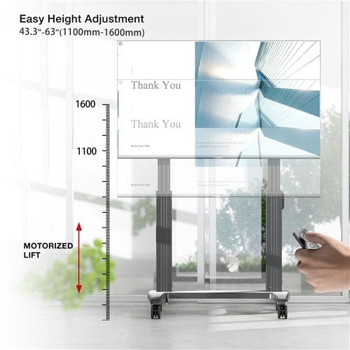 North Bayou NB-T70 - Heavy Duty Electric Lift TV Cart 75"-100" Screens