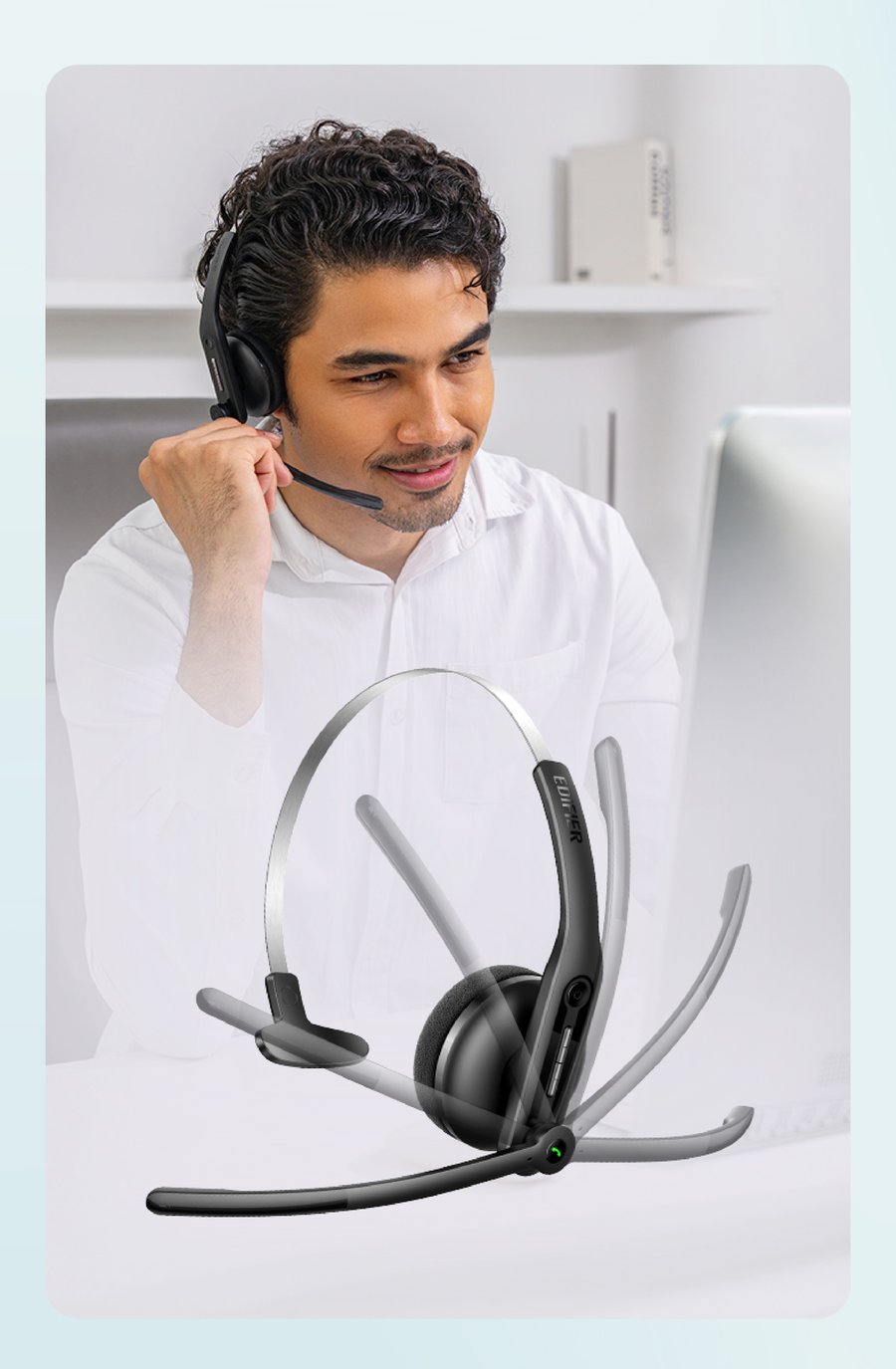 Edifier  CC300 Wireless Mono On-Ear Headset with Boom Microphone - Black