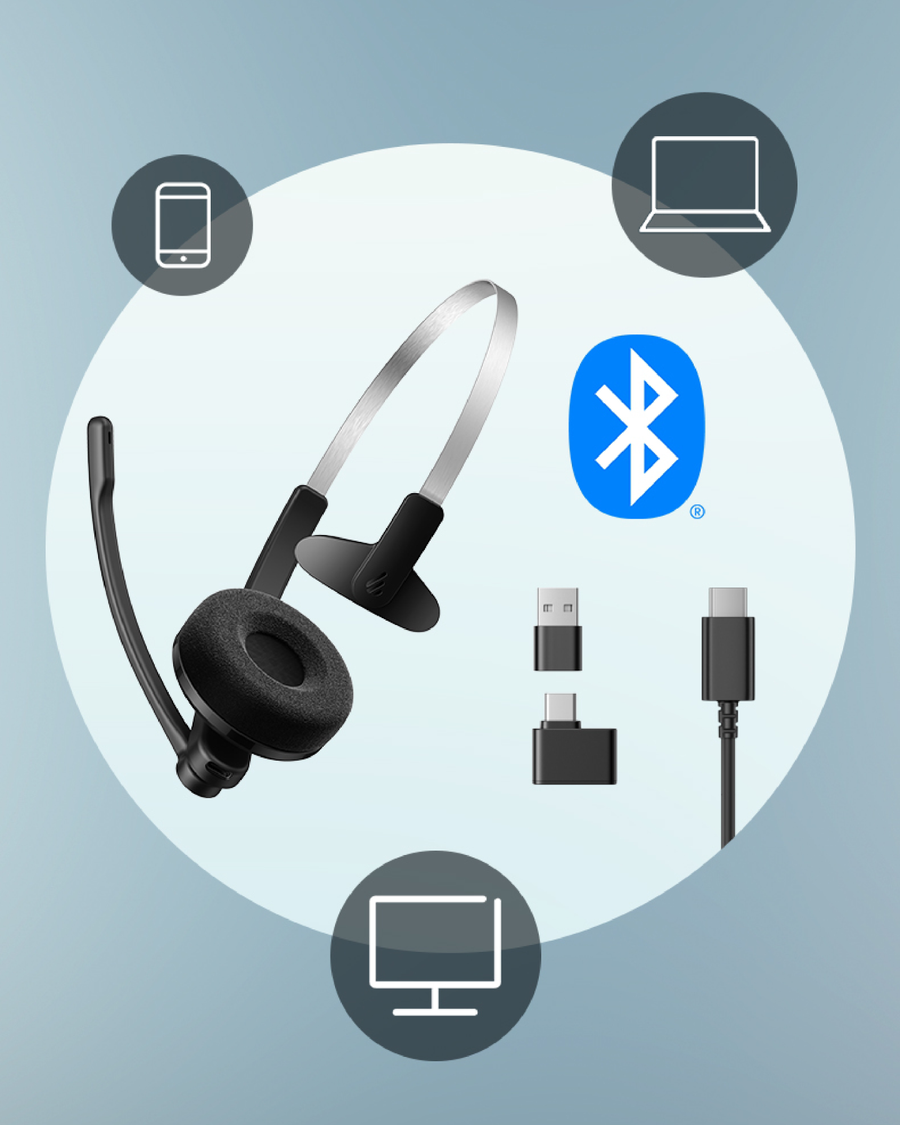 Edifier  CC300 Wireless Mono On-Ear Headset with Boom Microphone - Black