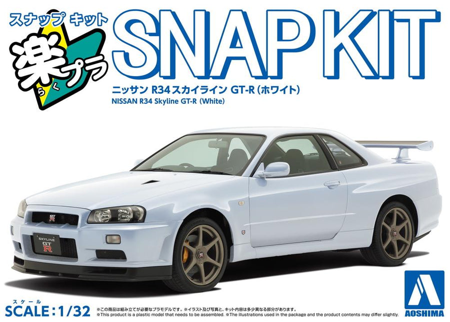 Aoshima 3-20045 - AOSHIMA 1/32 NISSAN R34 GT-R(WHITE)