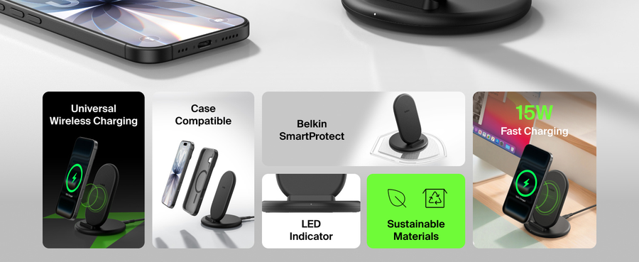 Belkin WIB006FQBK - BOOSTCHARGE 15W WLES CHRGE STAND-NON-PSU