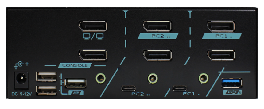 REXTRON PAAG-ET3122B - 2 Ports Dual Monitor 8K DisplayPort 1.4 KVM Switch w/ USB 3.2 Gen 2 Audio Hotkek