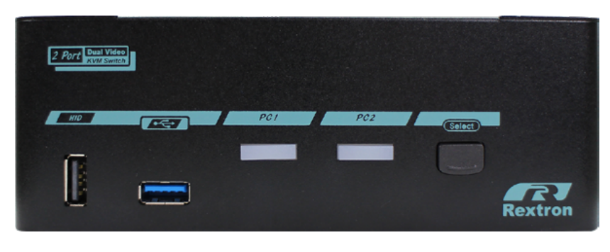 REXTRON PAAG-ET3122B - 2 Ports Dual Monitor 8K DisplayPort 1.4 KVM Switch w/ USB 3.2 Gen 2 Audio Hotkek