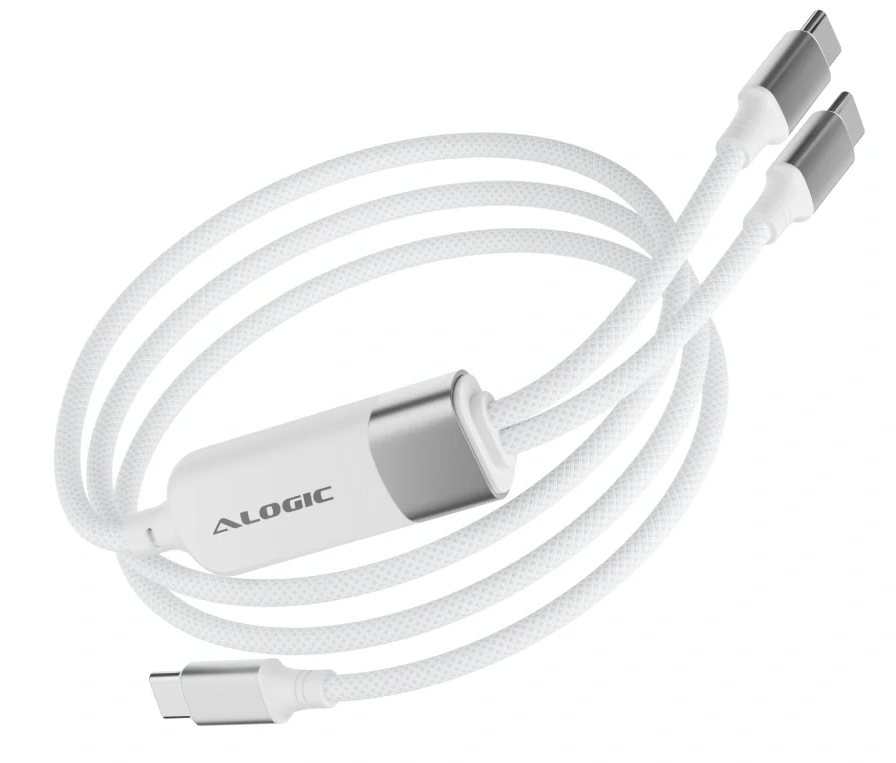 ALOGIC AS2CC-WH - Splt 2-in-1 USB-C to C Chrg Cbl 100W Wht