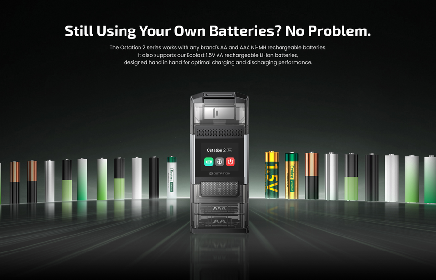 Olight Ostation 2 - 3-in-1 AA & AAA Smart Battery Hub Charger, Tester and Organiser AA, AAA, Li-Ion and NiMH Batteries