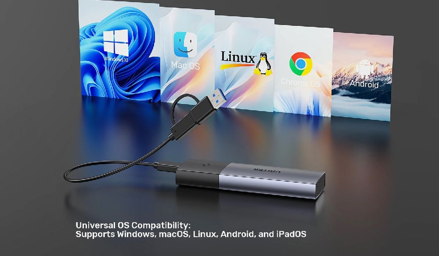 Unitek S1251A - SolidForce Smart Anti-Loss M.2 SSD Enclosure. USB SuperSpeed 10Gbps. Built-in Find My Netw
