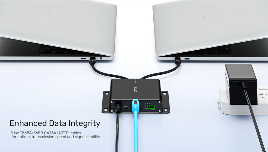 U1337B - UNITEK 100M USB 5Gbps Extender transmits USB signals over 100m via CAT6a cable. Perfect for industrial cameras, medical devices, and video calls. Features 7-port hub, low latency, and supports FSYNC, UART, RS232 protocols.