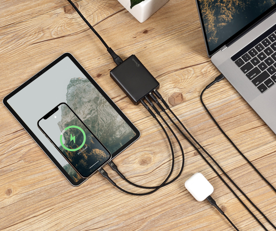 ELK-21720-R - Bonelk Desktop Charger, 2 x USB-C / 2 x USB-A, 65W (Black)