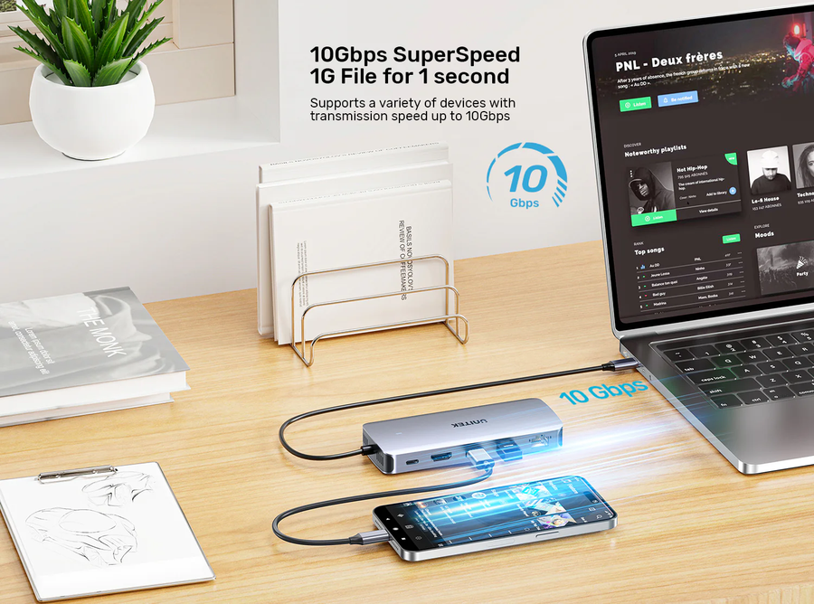 Unitek D1120A - 6-in-1 USB-C Hub with M.2 SSD Enclosure