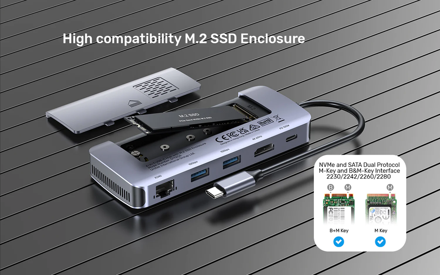 Unitek D1120A - 6-in-1 USB-C Hub with M.2 SSD Enclosure