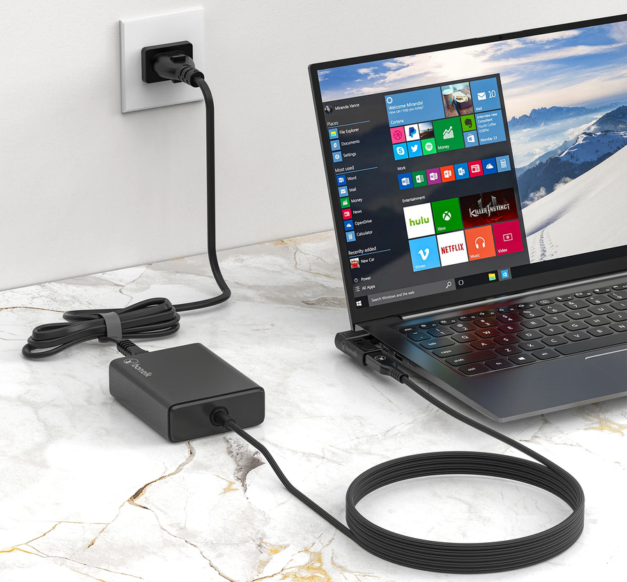ELK-21786-R - Bonelk Long-Life 100W GaN Multi-Device Laptop Charger, In-Built Cable - 1.5m (Black)