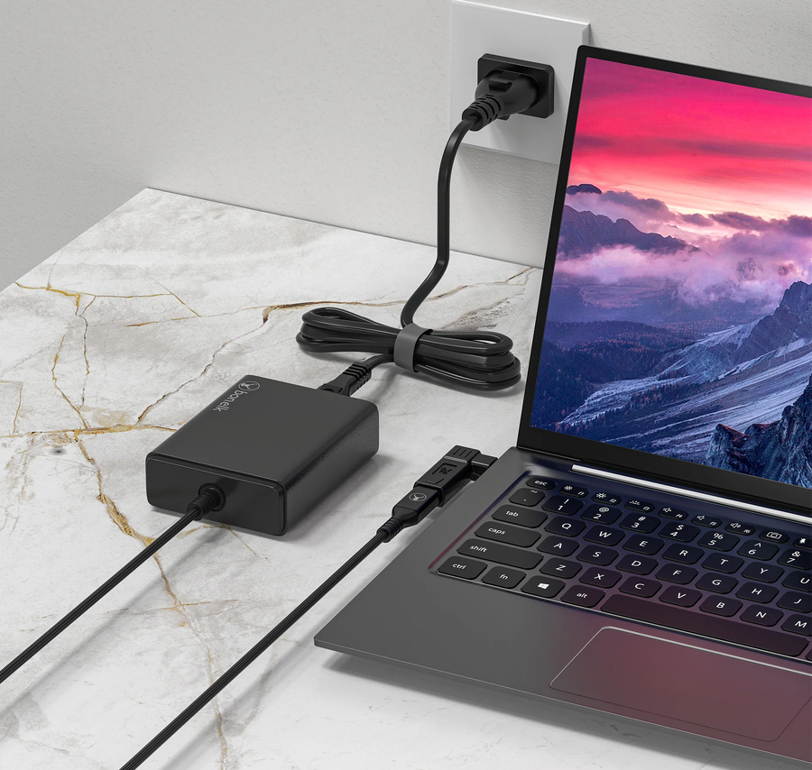 ELK-21786-R - Bonelk Long-Life 100W GaN Multi-Device Laptop Charger, In-Built Cable - 1.5m (Black)