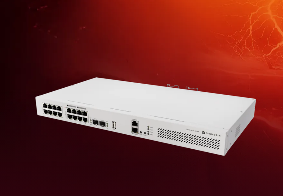 CRS418-8P-8G-2S+RM - MikroTik CRS418-8P-8G-2S+RM 16-Port Gigabit Switch with 8 PoE Out and 10G SFP+ Ports