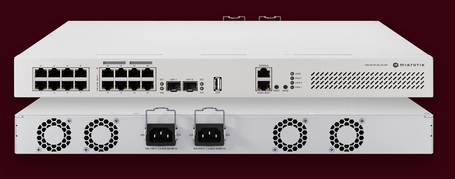 CRS418-8P-8G-2S+RM - MikroTik CRS418-8P-8G-2S+RM 16-Port Gigabit Switch with 8 PoE Out and 10G SFP+ Ports