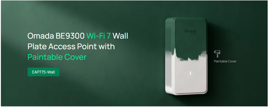 EAP775-Wall - Omada EAP775 BE9300 Tri-Band Wall Plate Wi-Fi 7 Access Point with 5-Ports and PoE Out Support