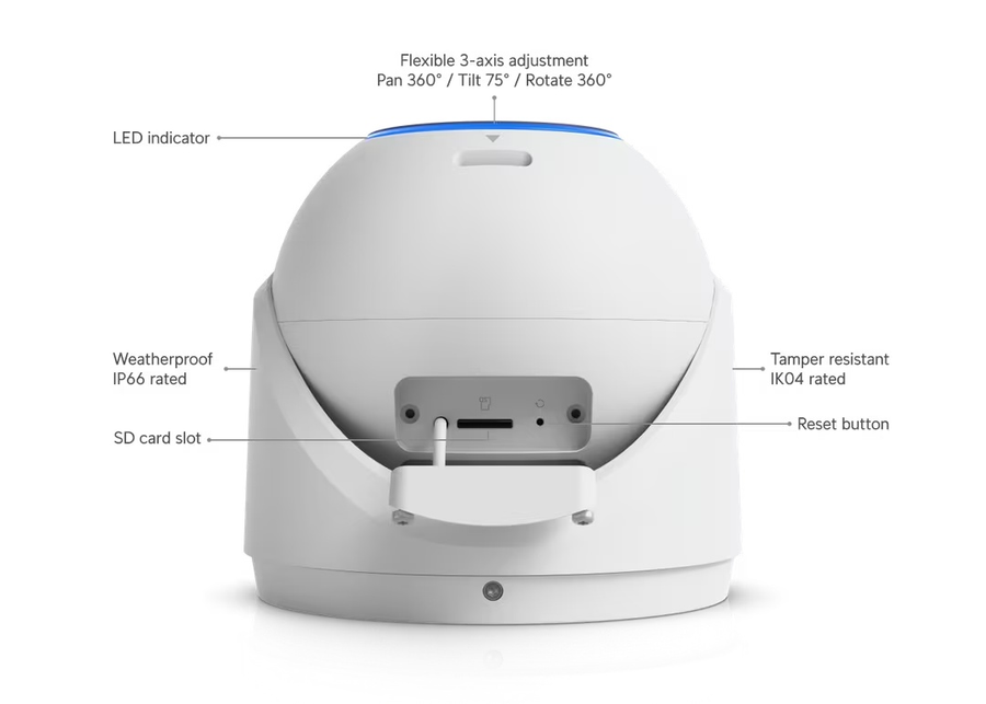 Ubiquiti UVC-G6-PRO-TURRET-W - UniFi Protect G6 Pro Turret Camera 8 Megapixel 4K 40m Infrared IK04 IP66 microSD slot White