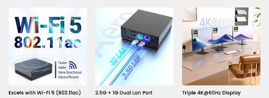 MINIX Z100-AERO - Neo Z100 Aero Intel Core N100 Mini PC w/ Windows 11 Pro. 4 Cores 16GB RAM & 512GB SSD