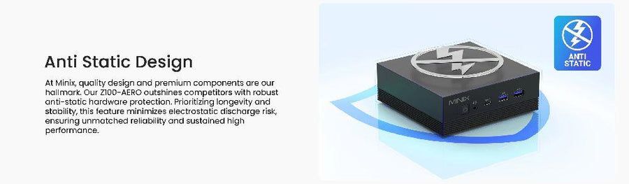MINIX Z100-AERO - Neo Z100 Aero Intel Core N100 Mini PC w/ Windows 11 Pro. 4 Cores 16GB RAM & 512GB SSD