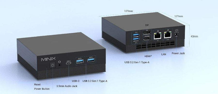 MINIX Z100-AERO - Neo Z100 Aero Intel Core N100 Mini PC w/ Windows 11 Pro. 4 Cores 16GB RAM & 512GB SSD