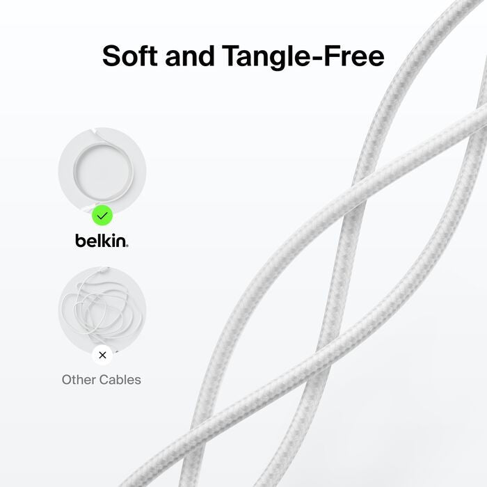 Belkin CAA020FQ2MWH - Braided USB-A Cable LTG Connector 2m WH