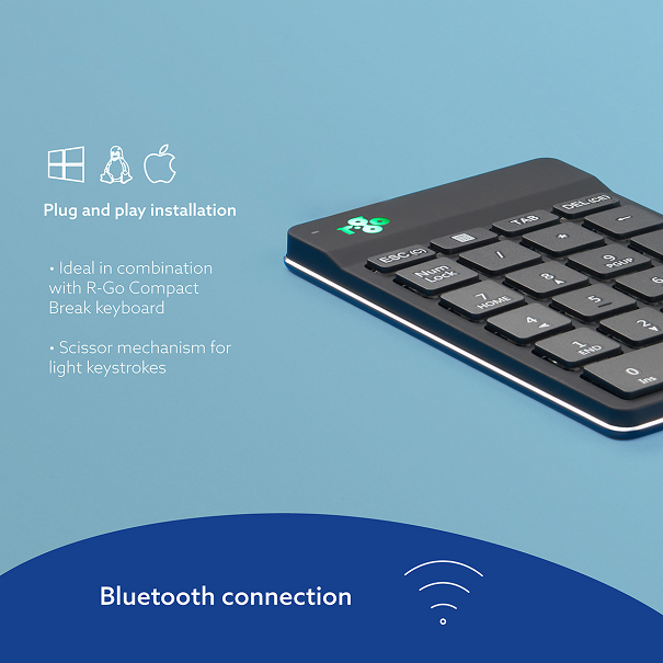 22RKNB - COMBO KEYBOARD BLUETTOT R-GO WITH NUMERIC PAD BLUETOOTH R0GO
