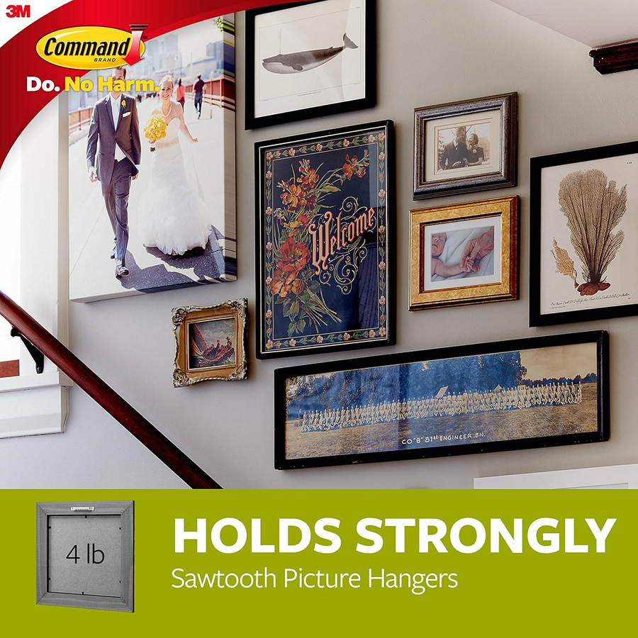 7100337237 - Command Sawtooth Picture Hanger 17042 White, Pack of 3