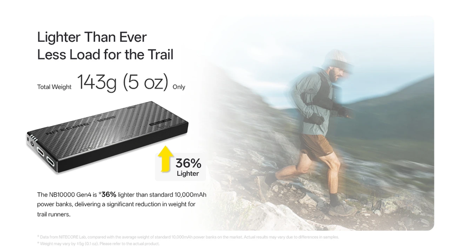 NB10000-G4 - NITECORE 10;000MAH POWER BANK GEN4 ULTRA LIGHTWEIGHT CARBON FIBER ENERGY BRICK
