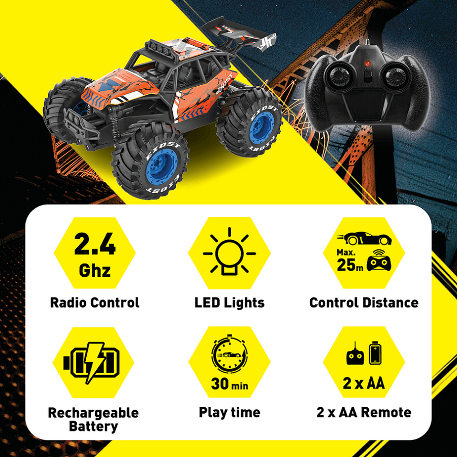 Silverlit EXOST FIRE BEAST (RF2.4G) 1:18 Offroad Racer Car, Durable Wheels For Ages 5+!