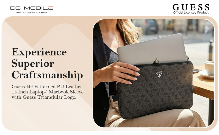 GUCS14ZP4DPTK - Guess 4G Zipper Pocket -  Laptop Sleeve 14-inch - Black