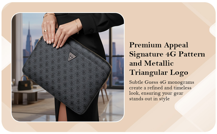 GUCS14ZP4DPTK - Guess 4G Zipper Pocket -  Laptop Sleeve 14-inch - Black