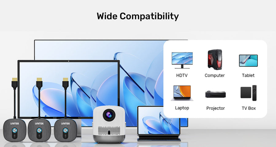 Unitek V1711A - Wireless 1080p HDMI Transmitter with 2x Receivers Supports Dual Screen Mirroring