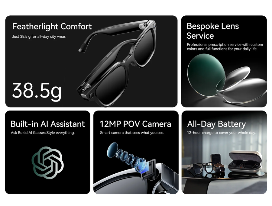 Rokid Ultra-Light 38.5g AI Glasses Style (Non-Display)