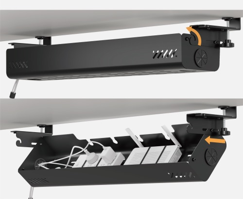 BRATECK CC11-22-2 - Clamp-On Under-Desk Cable Management Tray. Dims: 894×167×190mm