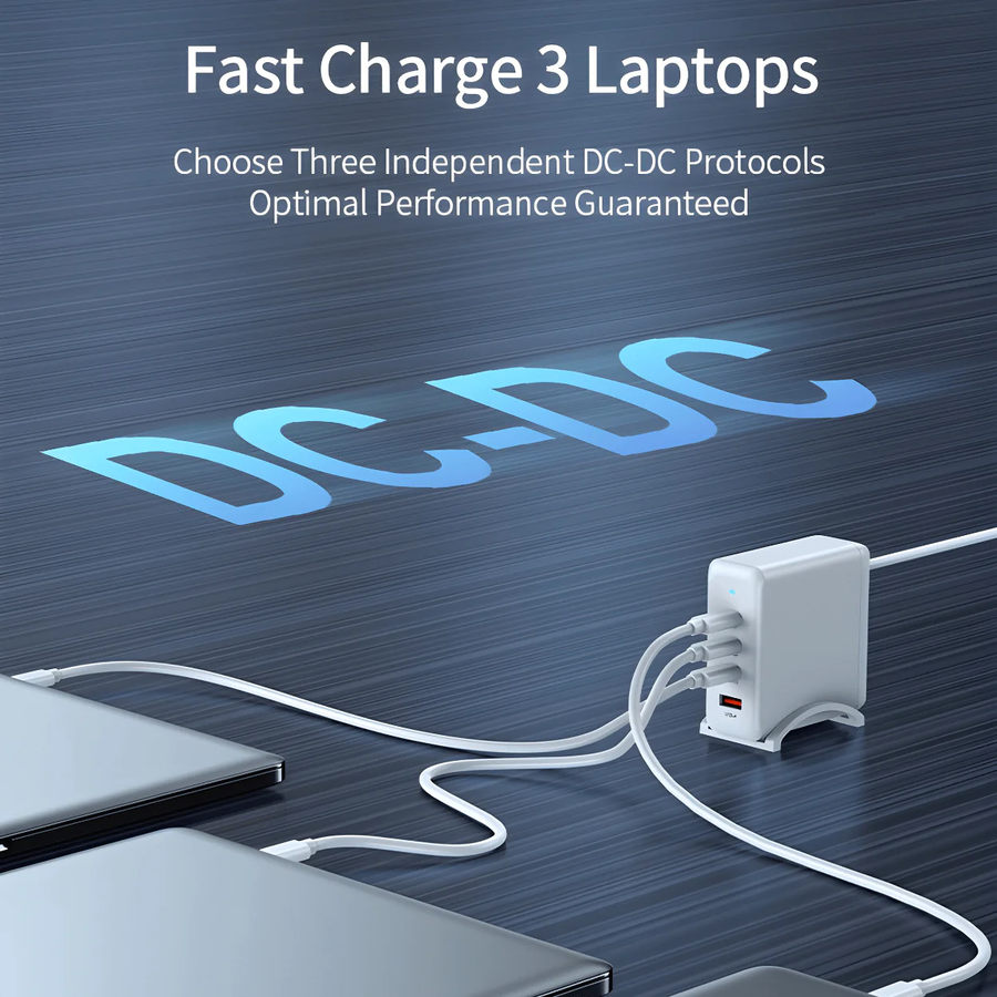 C-Link GS-W100A0960 - 100W GaN Fast Charge QuadPort USB-C PD 3.0 Charger - 3x USB-C & 1x USB-A
