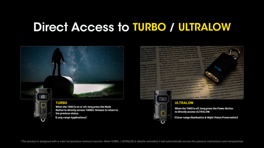 TINI3-B - NITECORE 600 LUMEN USB-C RECHARGEABLE KEYCHAIN TORCH BLACK