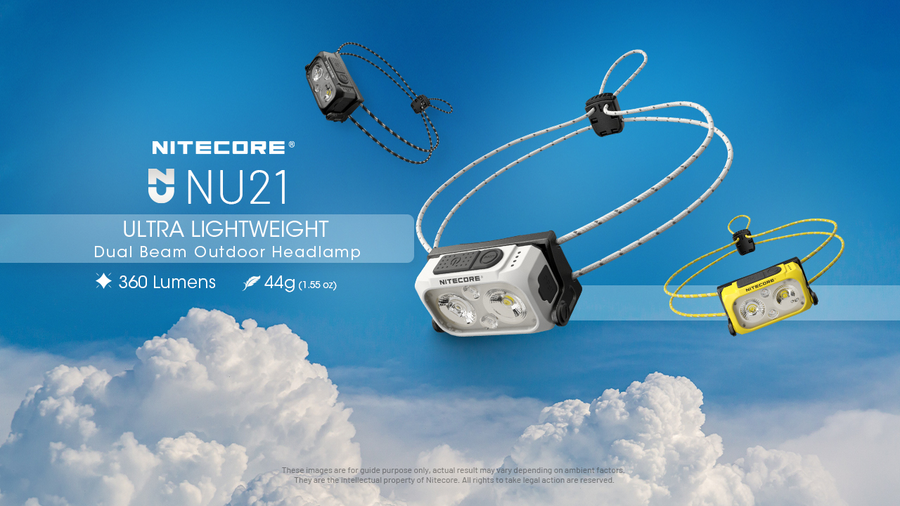 NU21 YELLOW - NITECORE 360 LUMEN USB RECHARGEABLE LED HEADLAMP TORCH YELLOW