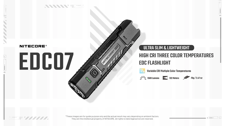 EDC07-BLACK - NITECORE EDC07 1500 LUMEN EDC TORCH CLASSIC BLACK
