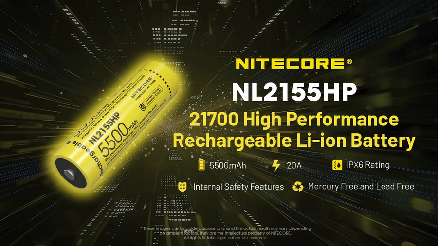 NL2155HP - NITECORE 5500MAH RECHARGEABLE 21700 LI-ION BATTERY