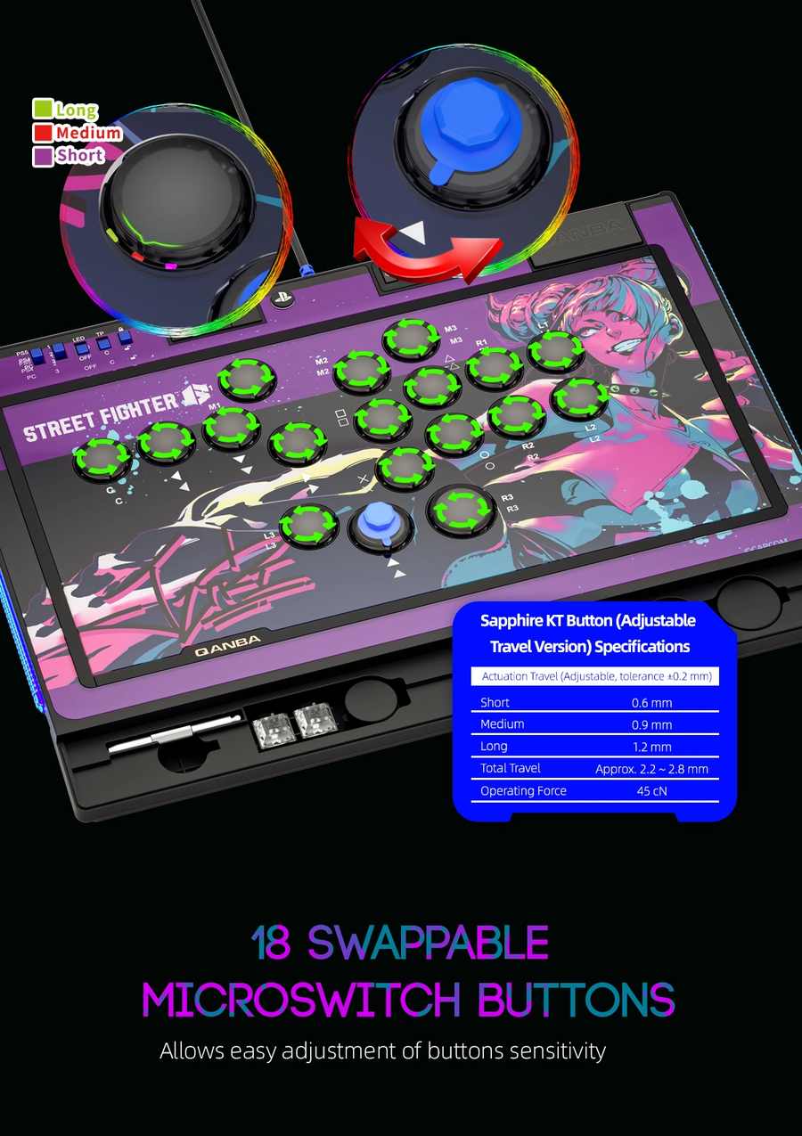 QGSACSF - Qanba Sapphire Arcade Controller Street Fighter Juri PS5/PS4/PC