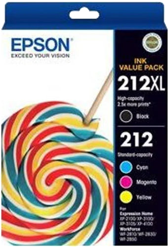 Epson 212XL BK + 212 C/M/Y 4 Ink Cartridge Value Pack EP0729