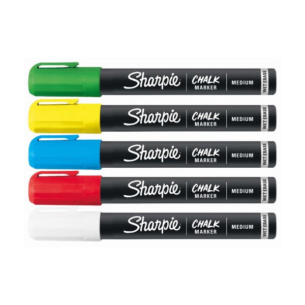 SHARPIE 2103011 - Assorted Chalk Wet Erase Marker Pack of 5