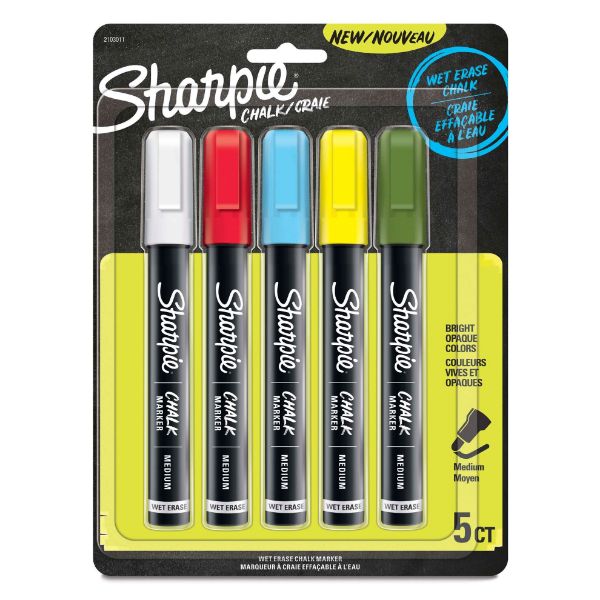 SHARPIE 2103011 - Assorted Chalk Wet Erase Marker Pack of 5