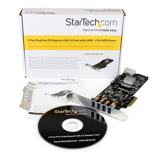 PEXUSB3S42V - STARTECH.COM 4PORT PCIE USB 3.0 CONTROLLER CARD W/ 2 INDEPENDENT CHANNELS, 2 YR