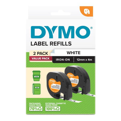 Dymo 2191234 LetraTag Iron-On Tape 12mm x 2M 2 Pack