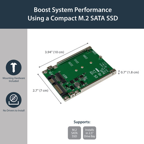StarTech.com SAT32M225 - M.2 NGFF SSD to SATA Adapter Converter