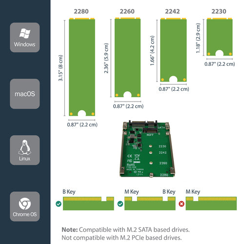 StarTech.com SAT32M225 - M.2 NGFF SSD to SATA Adapter Converter