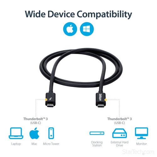 StarTech.com TBLT3MM1M - 1m Thunderbolt 3 (20Gbps) USB-C Cable -