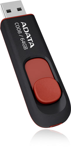 FP313-R64 - ADATA C008 Einziehbarer USB 2.0 64GB Schwarz/Rot Flash-Laufwerk